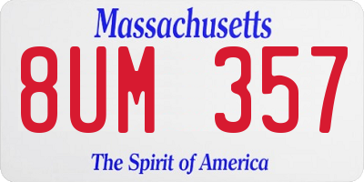 MA license plate 8UM357
