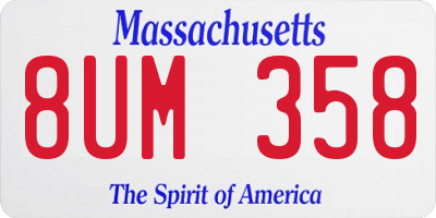 MA license plate 8UM358