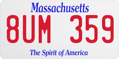 MA license plate 8UM359