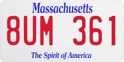 MA license plate 8UM361