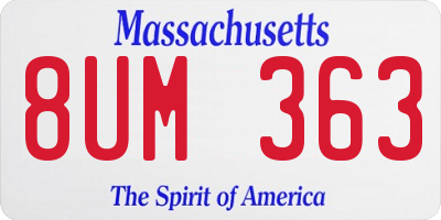 MA license plate 8UM363