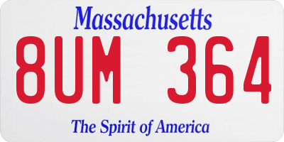 MA license plate 8UM364