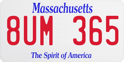 MA license plate 8UM365