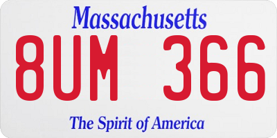 MA license plate 8UM366