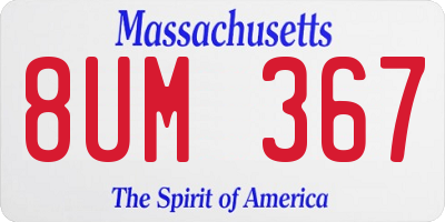 MA license plate 8UM367