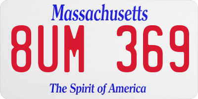 MA license plate 8UM369