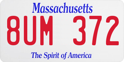 MA license plate 8UM372
