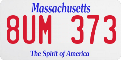MA license plate 8UM373