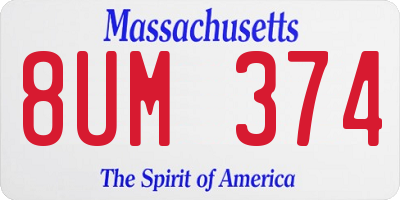 MA license plate 8UM374