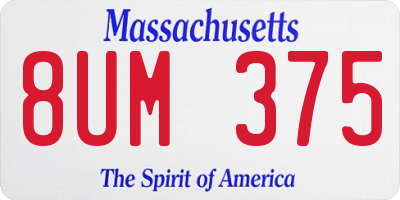 MA license plate 8UM375