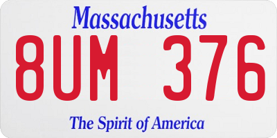 MA license plate 8UM376