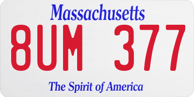 MA license plate 8UM377