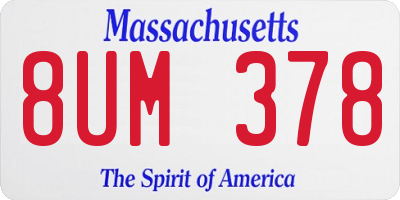 MA license plate 8UM378