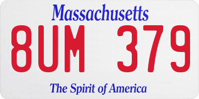 MA license plate 8UM379