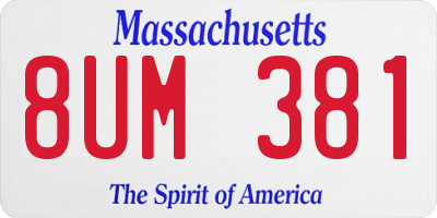 MA license plate 8UM381