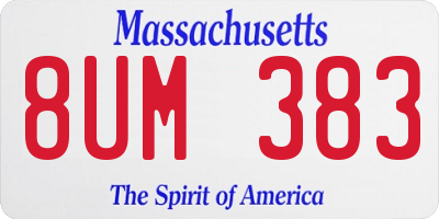 MA license plate 8UM383