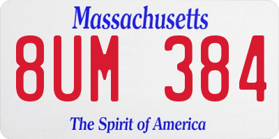 MA license plate 8UM384