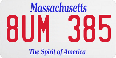 MA license plate 8UM385