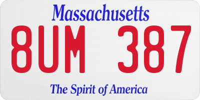 MA license plate 8UM387