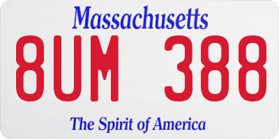 MA license plate 8UM388