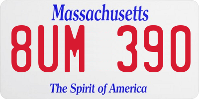 MA license plate 8UM390