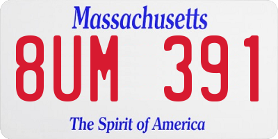MA license plate 8UM391