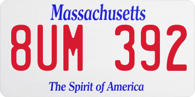 MA license plate 8UM392