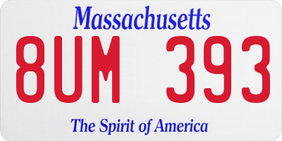 MA license plate 8UM393