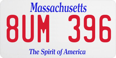 MA license plate 8UM396