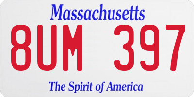 MA license plate 8UM397