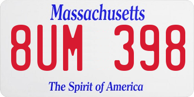 MA license plate 8UM398