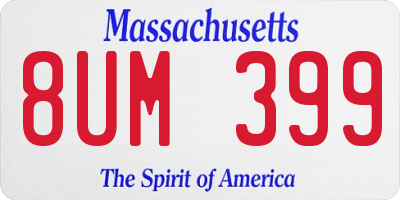 MA license plate 8UM399
