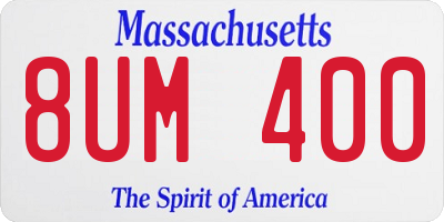 MA license plate 8UM400