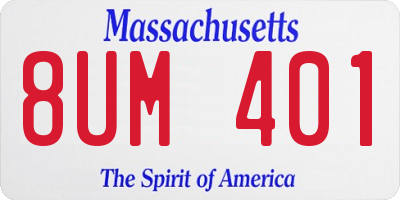 MA license plate 8UM401