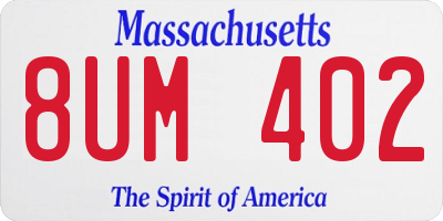 MA license plate 8UM402