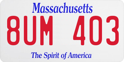 MA license plate 8UM403
