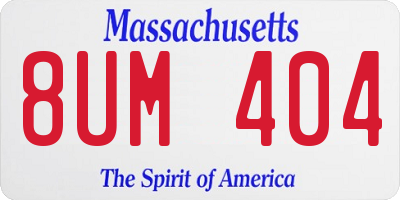 MA license plate 8UM404