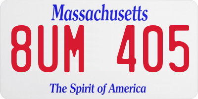 MA license plate 8UM405
