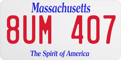 MA license plate 8UM407
