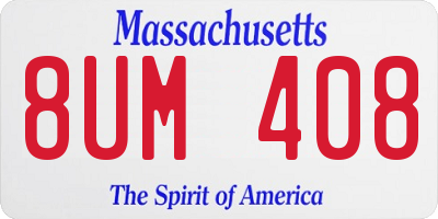 MA license plate 8UM408