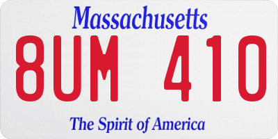 MA license plate 8UM410