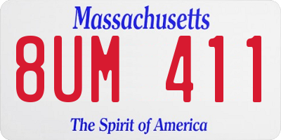 MA license plate 8UM411