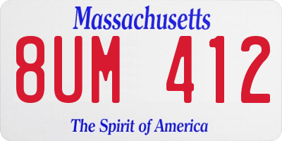 MA license plate 8UM412