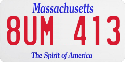 MA license plate 8UM413