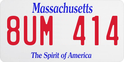 MA license plate 8UM414