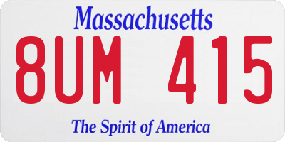 MA license plate 8UM415