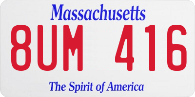 MA license plate 8UM416