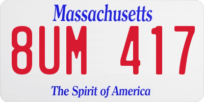 MA license plate 8UM417