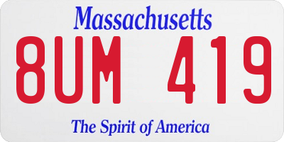 MA license plate 8UM419