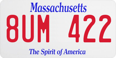 MA license plate 8UM422
